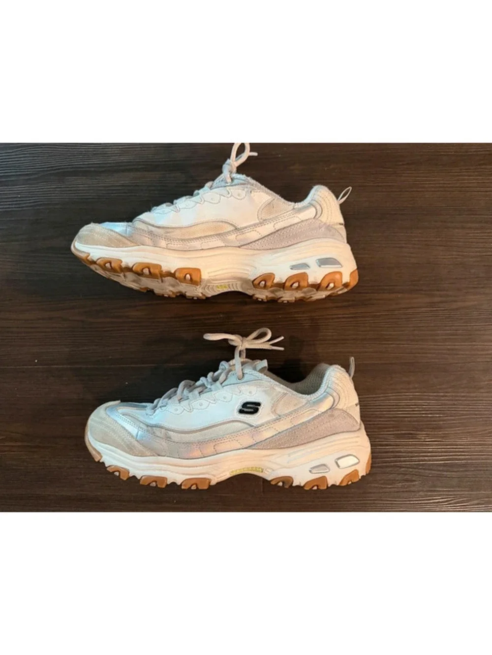 Women’s Size 10 skechers D Lites Shoes White Leather Comfort Athletic